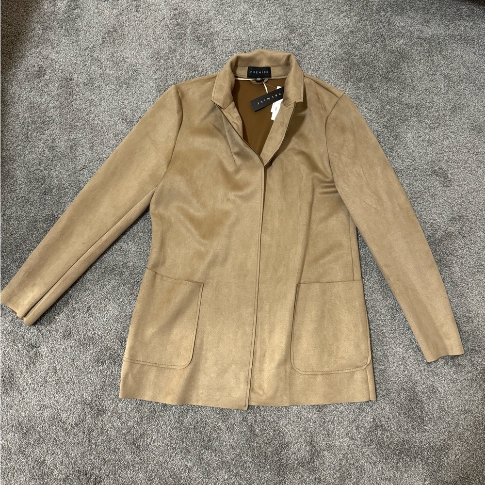Premise Faux Leather Jacket in Natural Stone - Size M